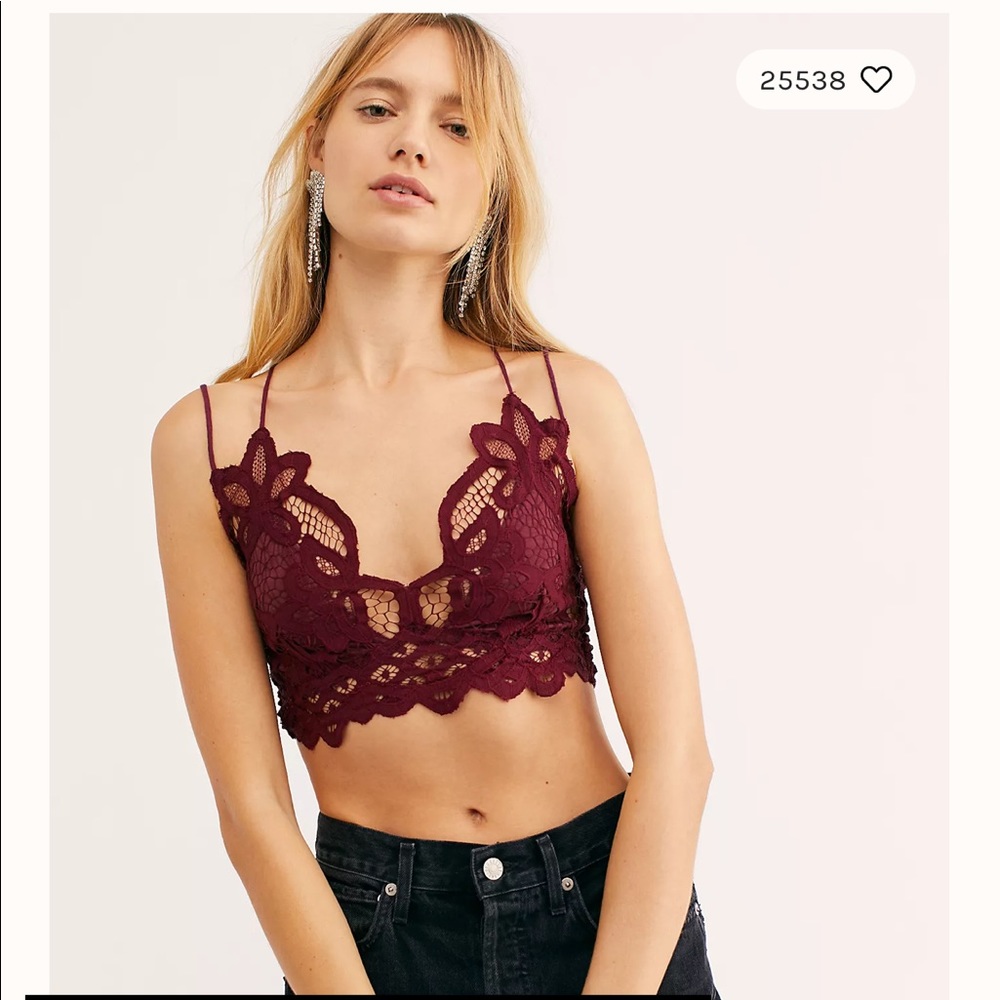 Free People FP One Adella Bralette, S, very berry